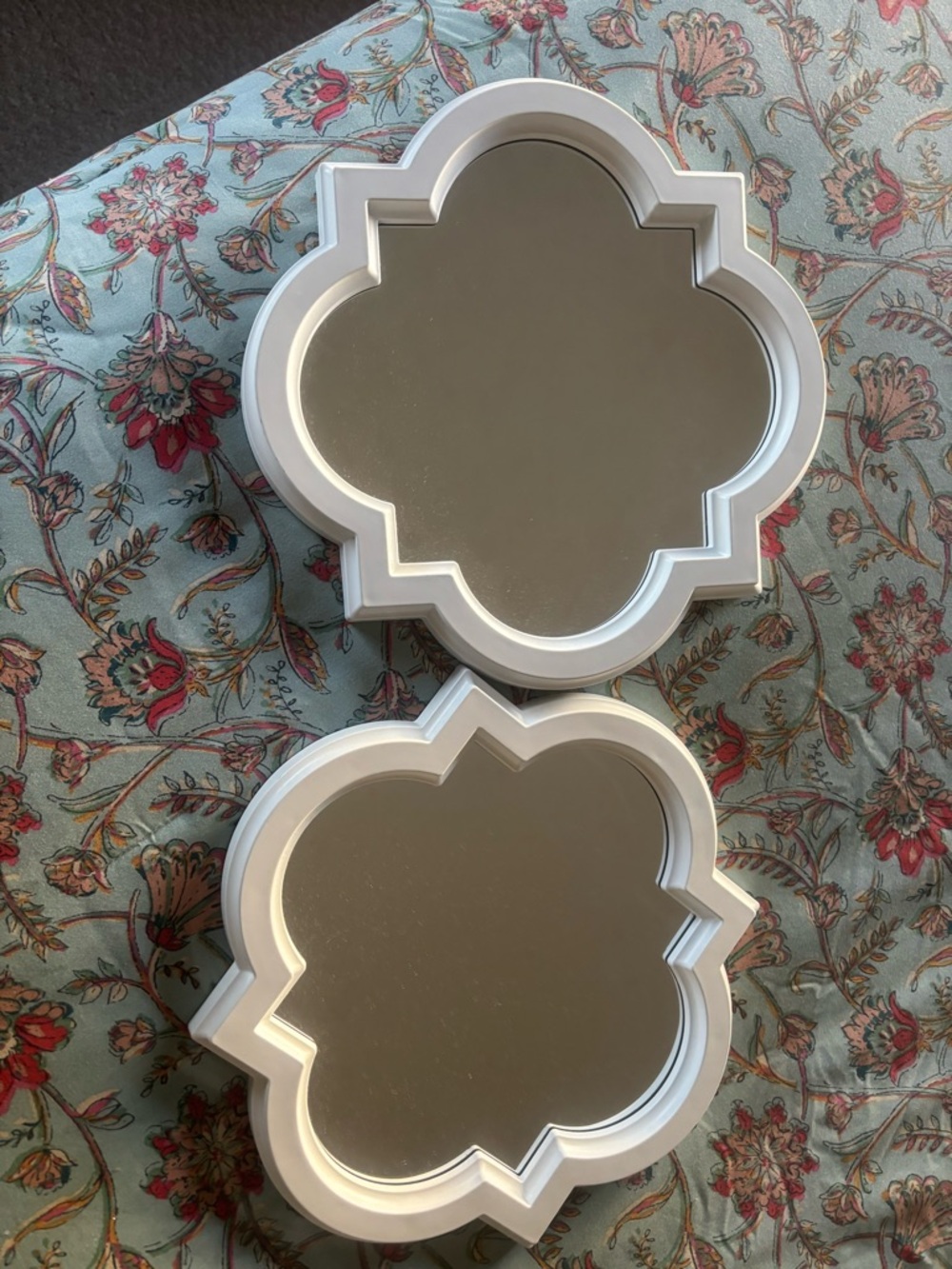 White Quatrefoil Wall Mirror Pair - Stylish Home Wall Decor